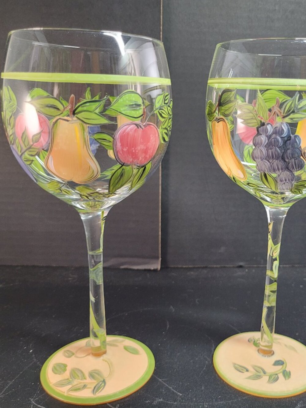 Home Trends Granada 18 oz Goblet Set Of 2 Wine Glass Painting Stem Hometrends